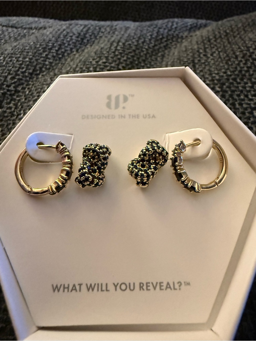 Gold Multi-Pair Earring Set with Black Onyx